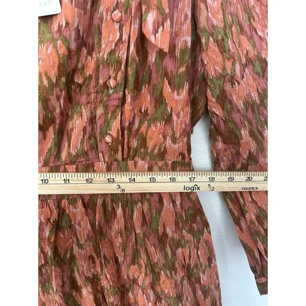 NWT Downeast Ziggy Tie Dress Midi Abstract Print Size‎ XL Romantic Modest Button